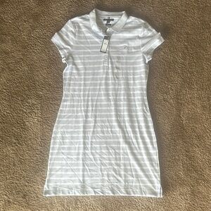 Tommy Hilfiger Women's Striped Polo Dress - Light Gray